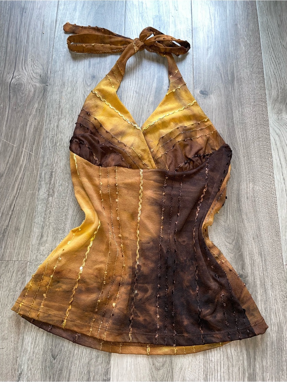 le chateau Brown to Gold Ombre Sleeveless Top